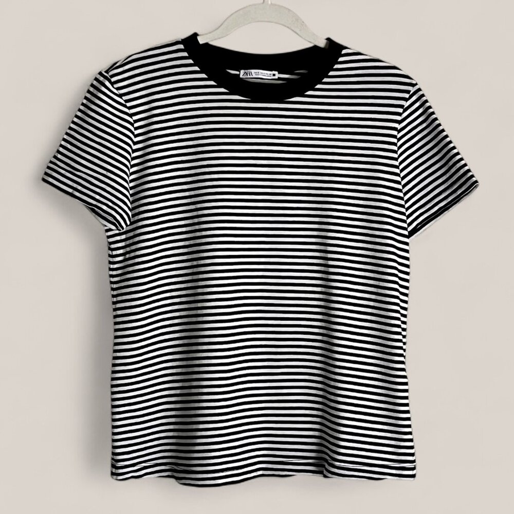 NWT Zara Stripped Cotton T-Shirt